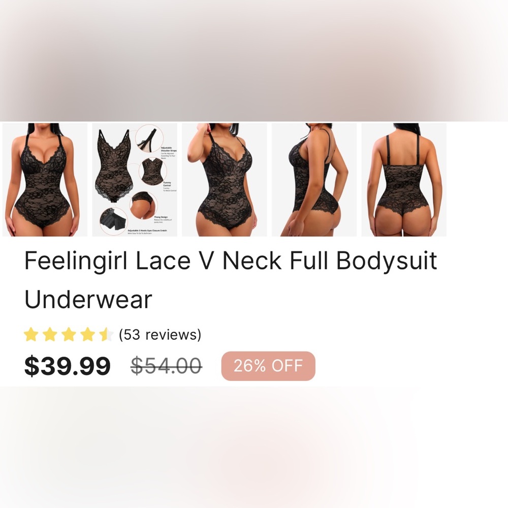 Set of 2 FeelinGirl lace bodysuits size large